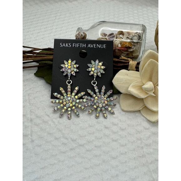 Saks Fifth Avenue Crystal Starburst Drop Earrings – Statement Sparkle! - Picture 5 of 7